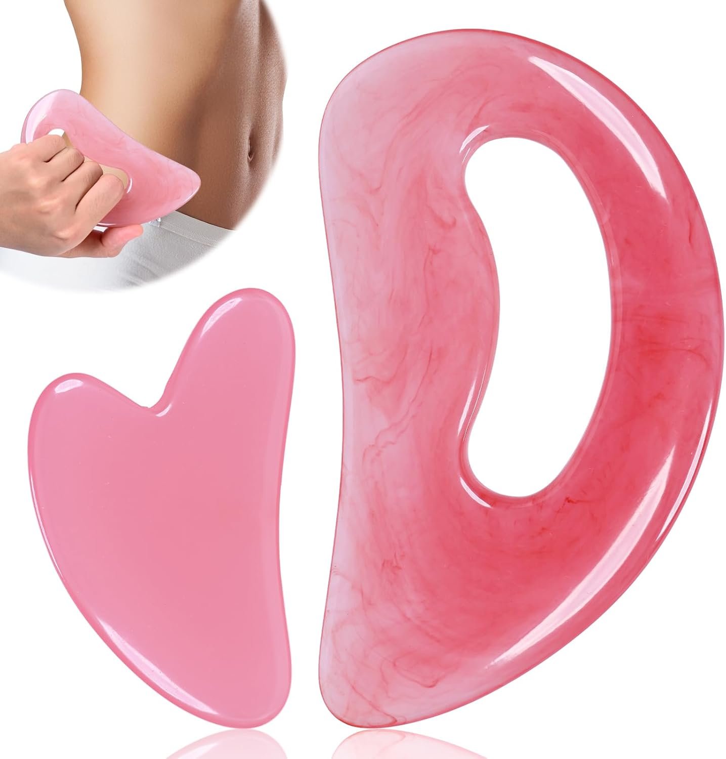 FDKJEJC Body Gua Sha Tool Cellulite Guasha Tool for Body Body Massage Tools (Natural Resin) Lymphatic Drainage Tool Guasha Tool for Face，Back, Legs, Women’s Body Shaping Tools (Pink) (Pink)
