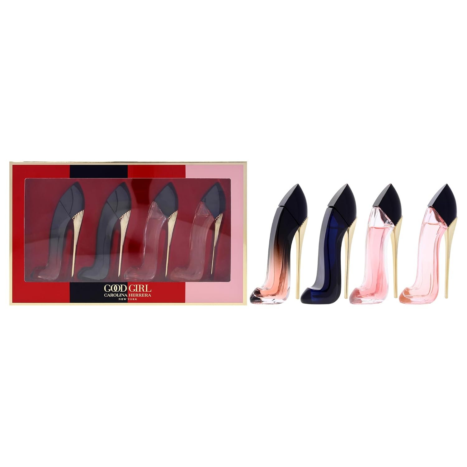 Carolina Herrera Good Girl Perfume for Women Mini Gift Set Splashes EDP 0.24 Ounce | Includes Good Girl, Very Good Girl, Good Girl Blush & Good Girl Very Elixir, Designer Sampler, Travel Size