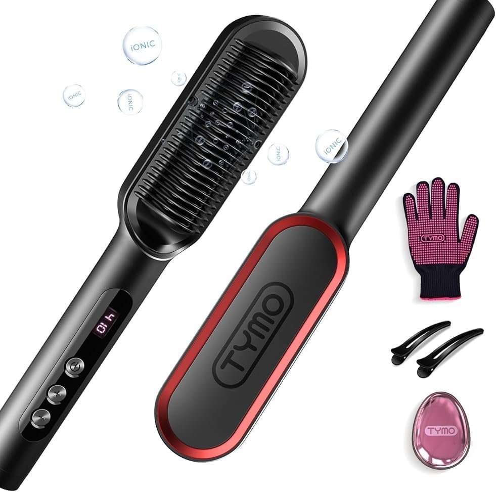 TYMO Ring Plus Hair Straightener Brush, Ionic Straightening Comb, 9 Temps