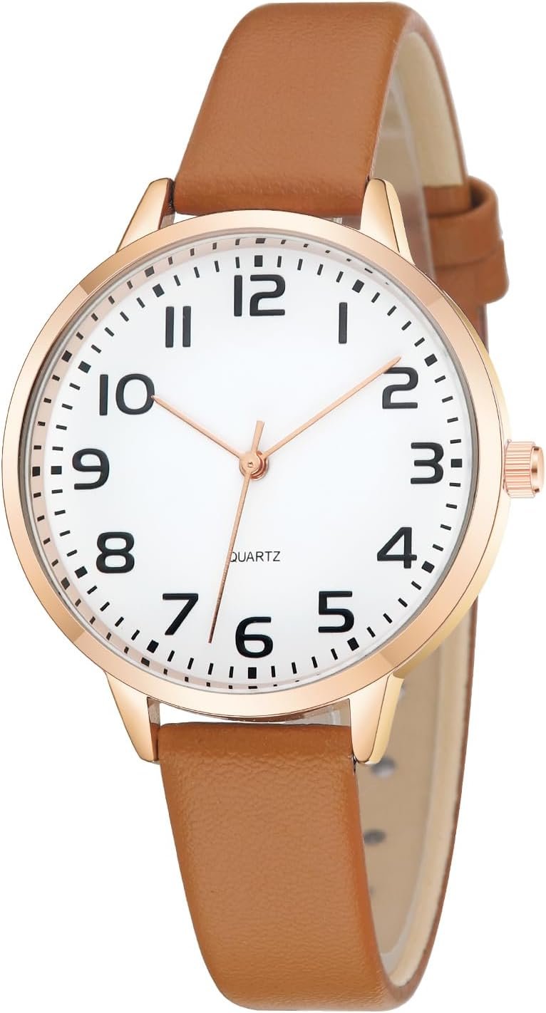 TWOPTION Women’s Dainty Analog Leather Dress Watch for Small Wrists, Ladies Waterproof Watches for Women, Reloj para Mujer