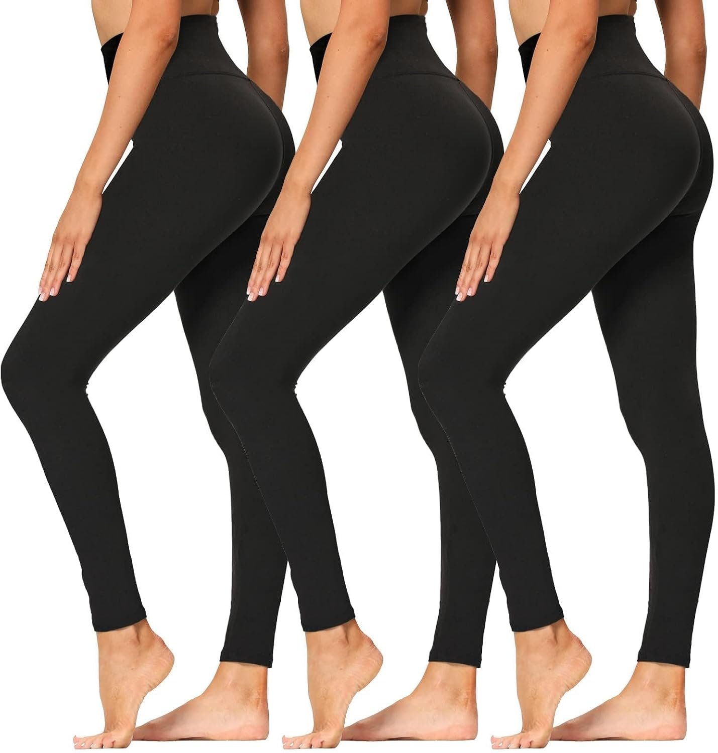 Syrinx 3-Pack High-Waisted Leggings with Pockets for Women, Tummy Control