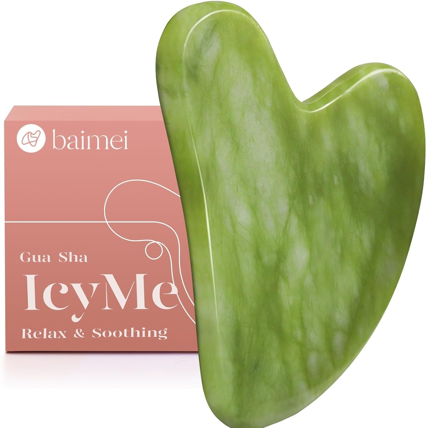 BAIMEI IcyMe Natural Jade Gua Sha Facial Tool-Green