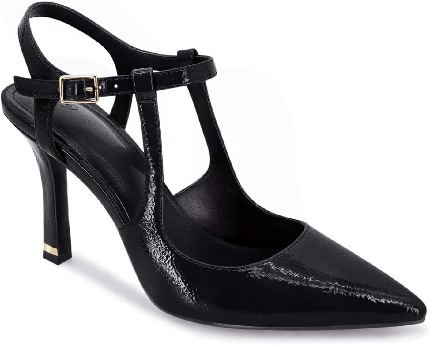 Coutgo Womens High Heels Pointed Toe Ankle Strap Pumps Patent Leather Sexy Stiletto Office Wedding Dress Shoes