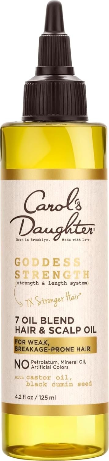 Carol’s Daughter Goddess Strength 7 Oil Blend Scalp and Hair Oil for Waves, Coils and Curls, Hair Treatment with Castor Oil, 4.2 Fl Oz