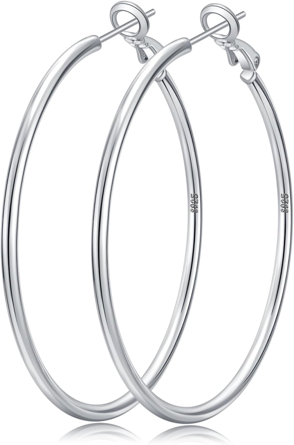 Senteria 2mm 925 Sterling Silver Gold Hoop Earrings for Women 20/30/50/70MM