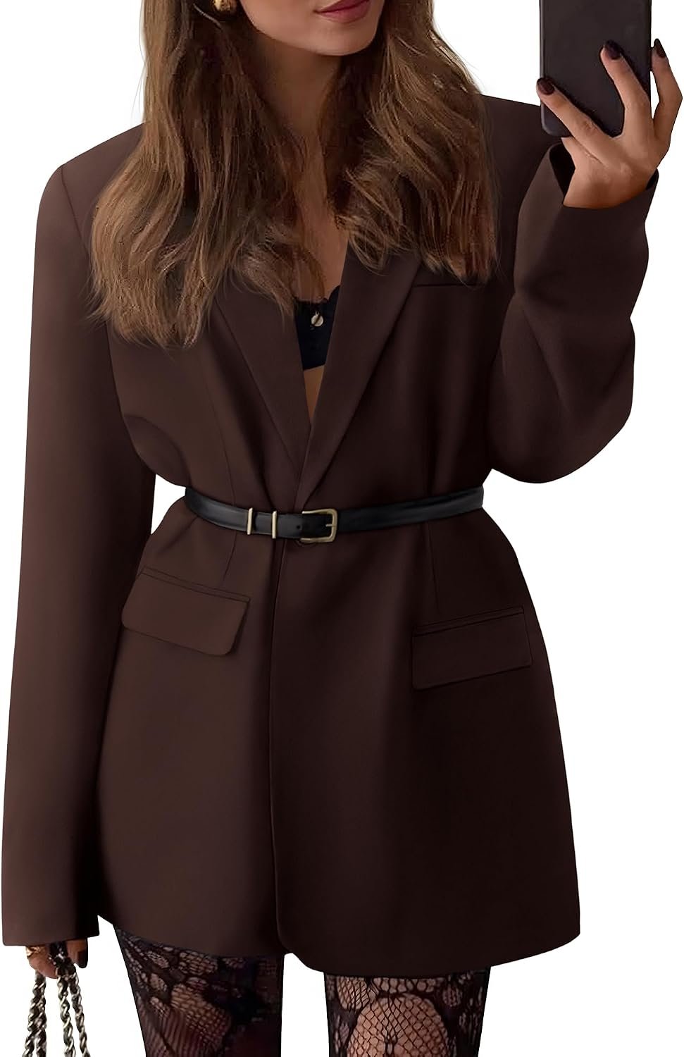 BTFBM Oversized Blazers for Women Business Casual | Button Down Blazer, Long Sleeve Coats, Pockets, Office Work Suit Jackets, Fall Fashion Clothing, Wedding, Holiday Outfits