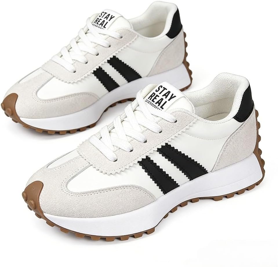 Women’s Fashion Thick Sole Sneakers, Breathable Walking Shoes, Comfortable Support, Casual Textile Upper, Rubber Sole, All Seasons