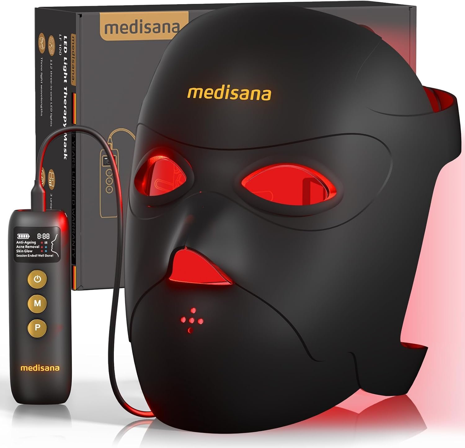 Medisana 3D Red Light Therapy Mask for Face, 336 LEDs Light Therapy Mask