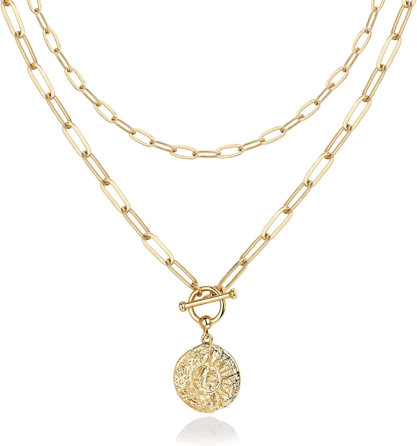 PAVOI 14K Gold Plated Celestial Pendant Layering Necklaces for Women