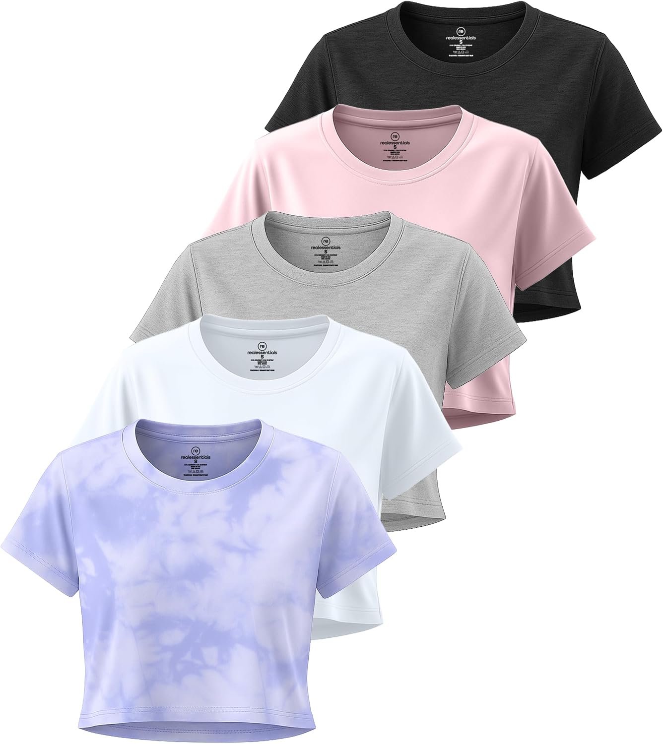 5 Pack Women’s Dry Fit Crop Top Workout T Shirts Short Sleeve Athletic Gym