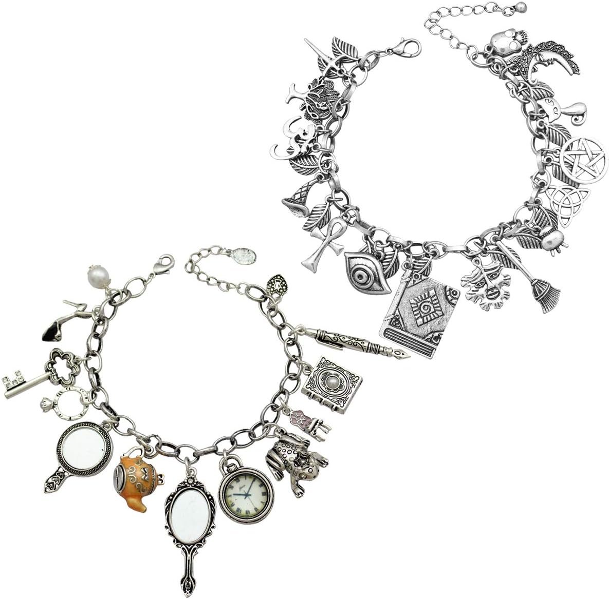 RechicGu Vintage 2pcs Fairy Tale Movie Lucky Myth Charms Friendship Cuff Bangle Bracelet Wicca Gift
