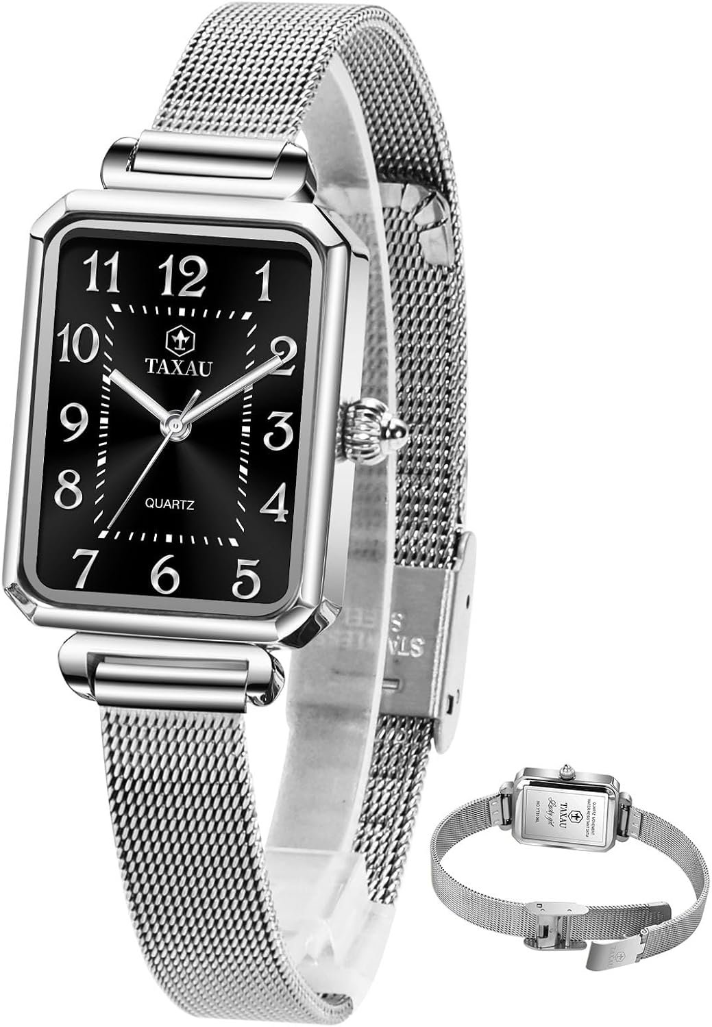 Taxau Watches for Women Small Face Dress Waterproof Ladies Watches Luxury Stainless Steel Analog Quartz Watch Elegant Large Number Gift for Her reloj para Mujer