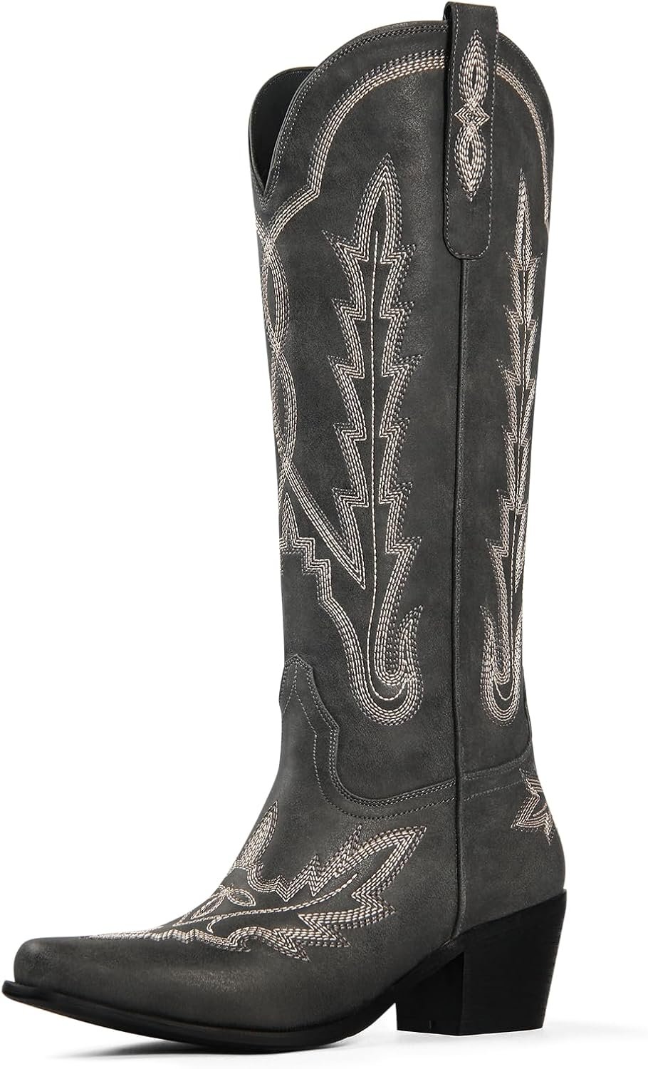 Ouepiano Cowboy Boots for Women Knee High Cowgirl Boots with Embroidered