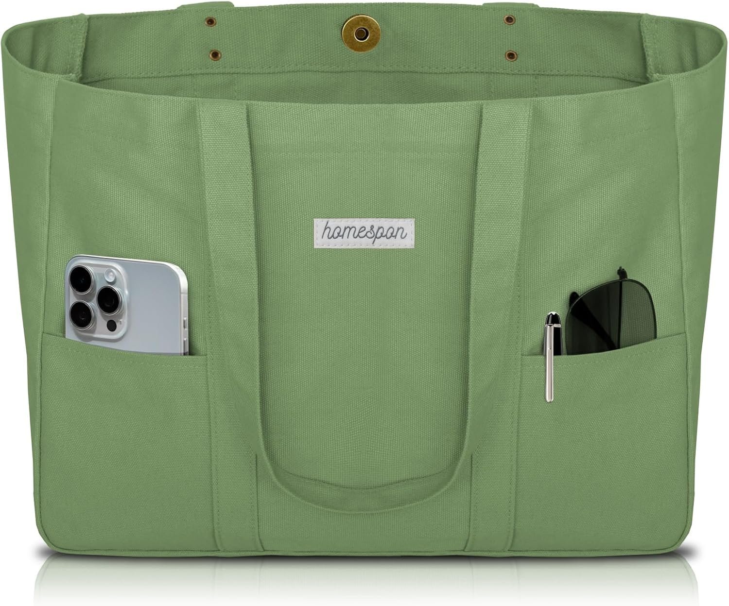 HOMESPON Large Canvas Tote Bag, Magnetic Work Laptop Pack for Women