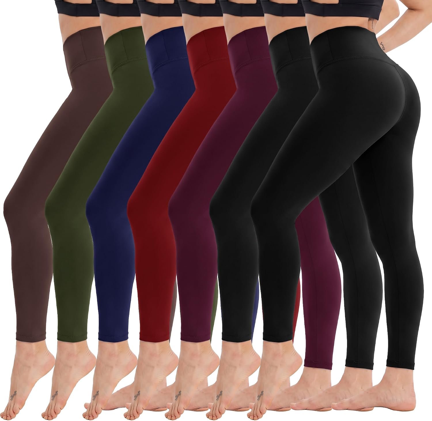 TNNZEET 7 Pack Leggings for Women – High Waisted Yoga Pants with Pockets Black Leggings Women Full Length & Capri