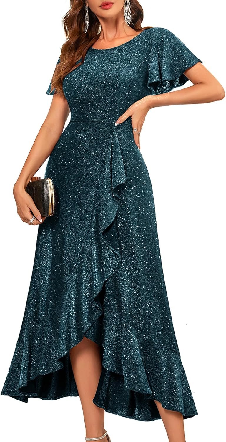 BeryLove Womens Wedding Guest Dress Sequin Formal Dresses for Women