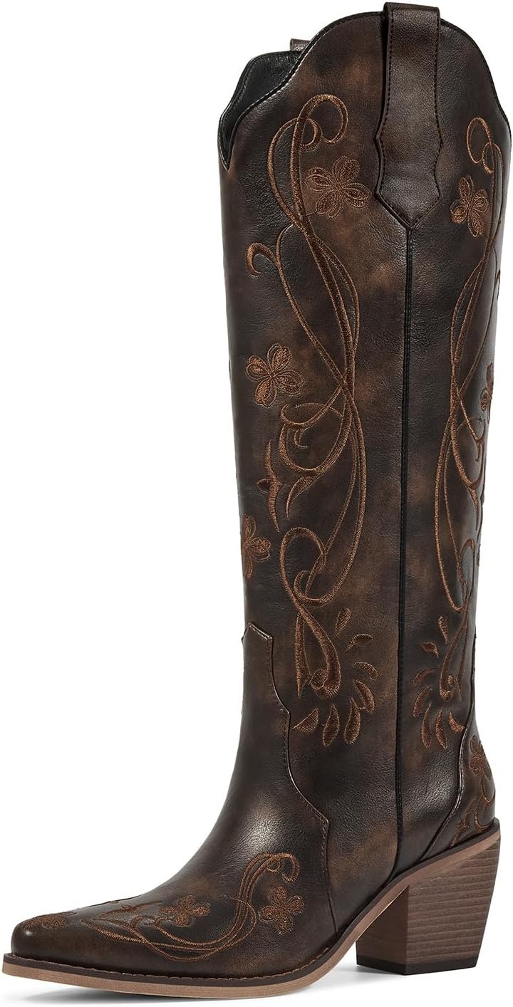 wetkiss Knee High Cowboy Boots for Women, Stable and Comfortable