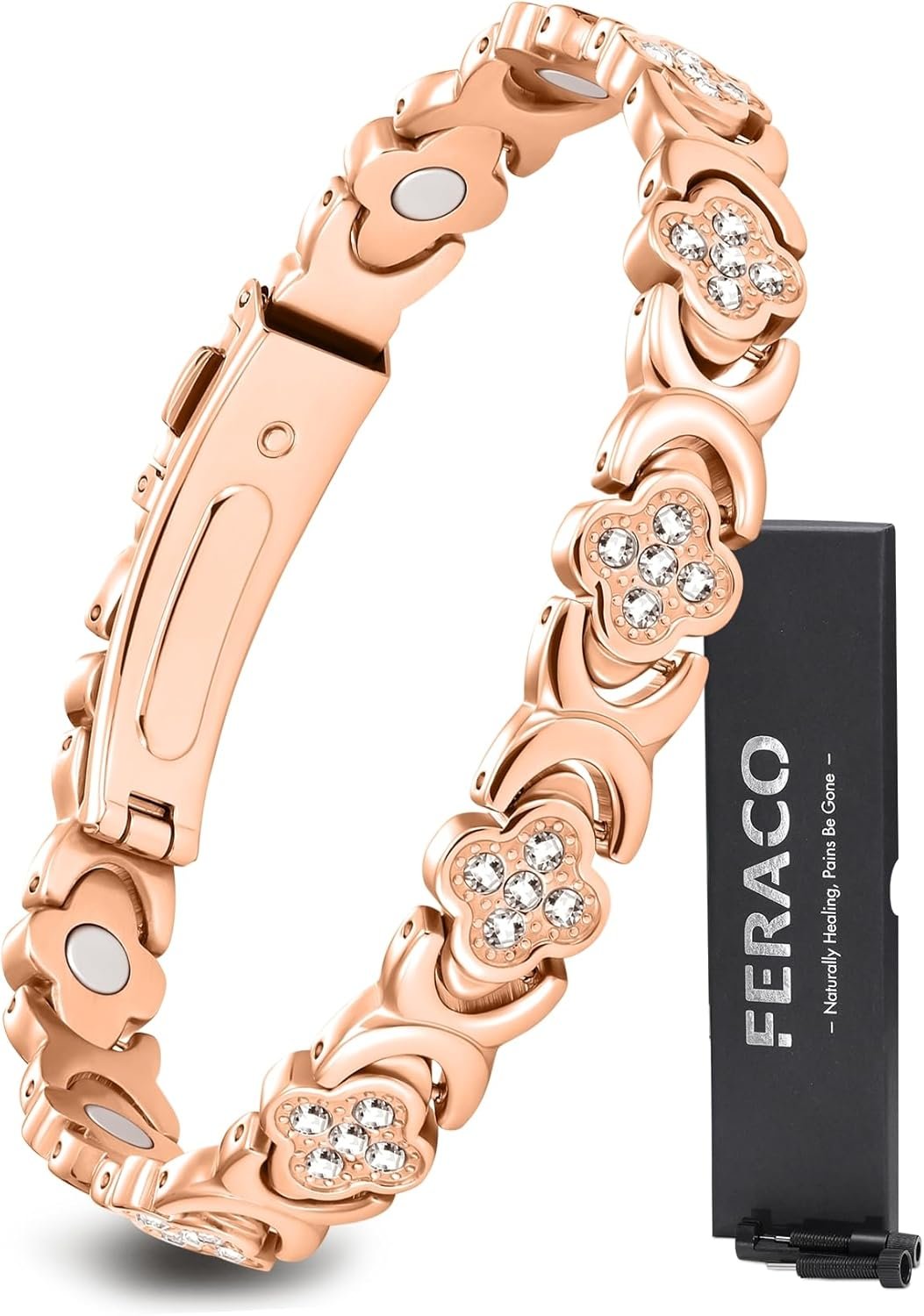 Feraco Pure Copper Bracelets for Women, Ultra Strength Magnetic Bracelet