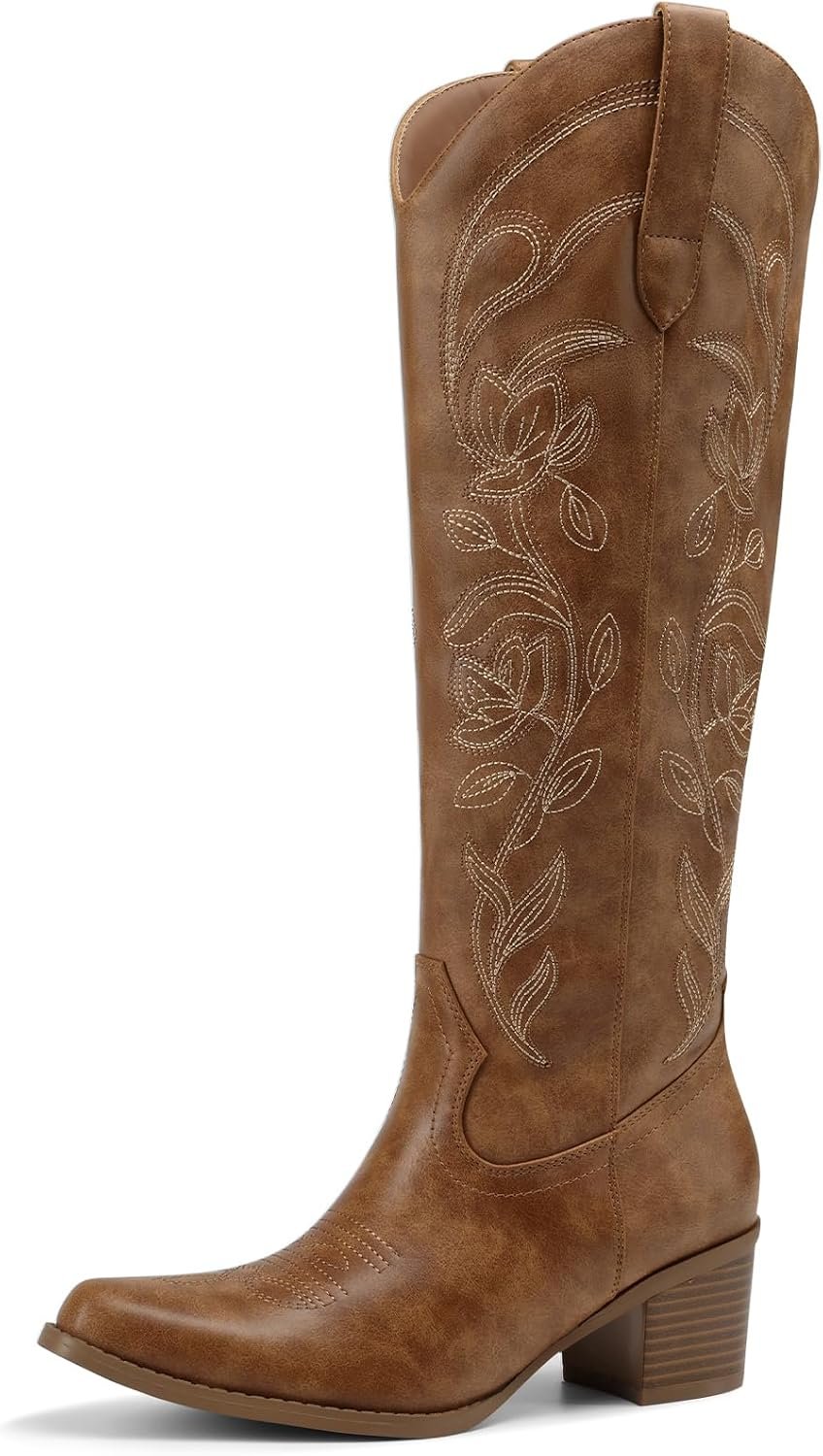 DREAM PAIRS Cowboy Cowgirl Knee High Boots for Women