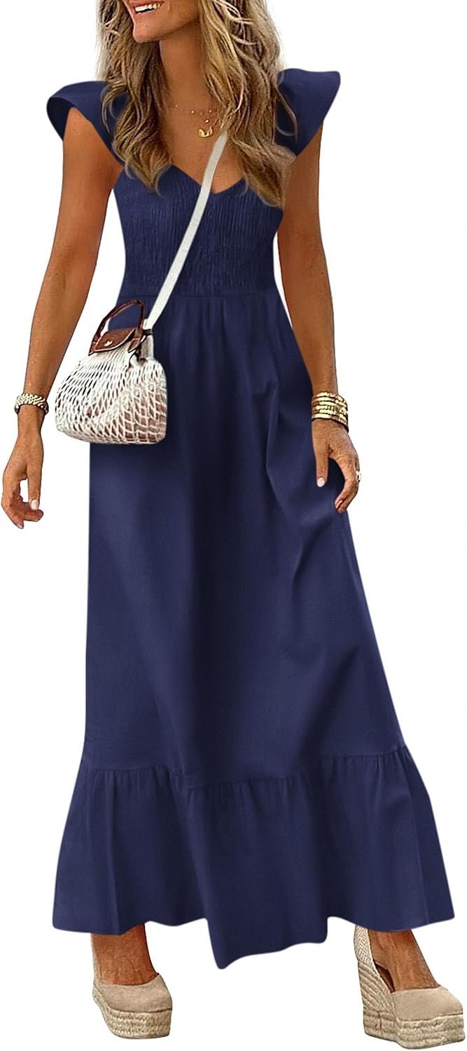 PRETTYGARDEN Women’s Summer Smocked Maxi Sun Dresses