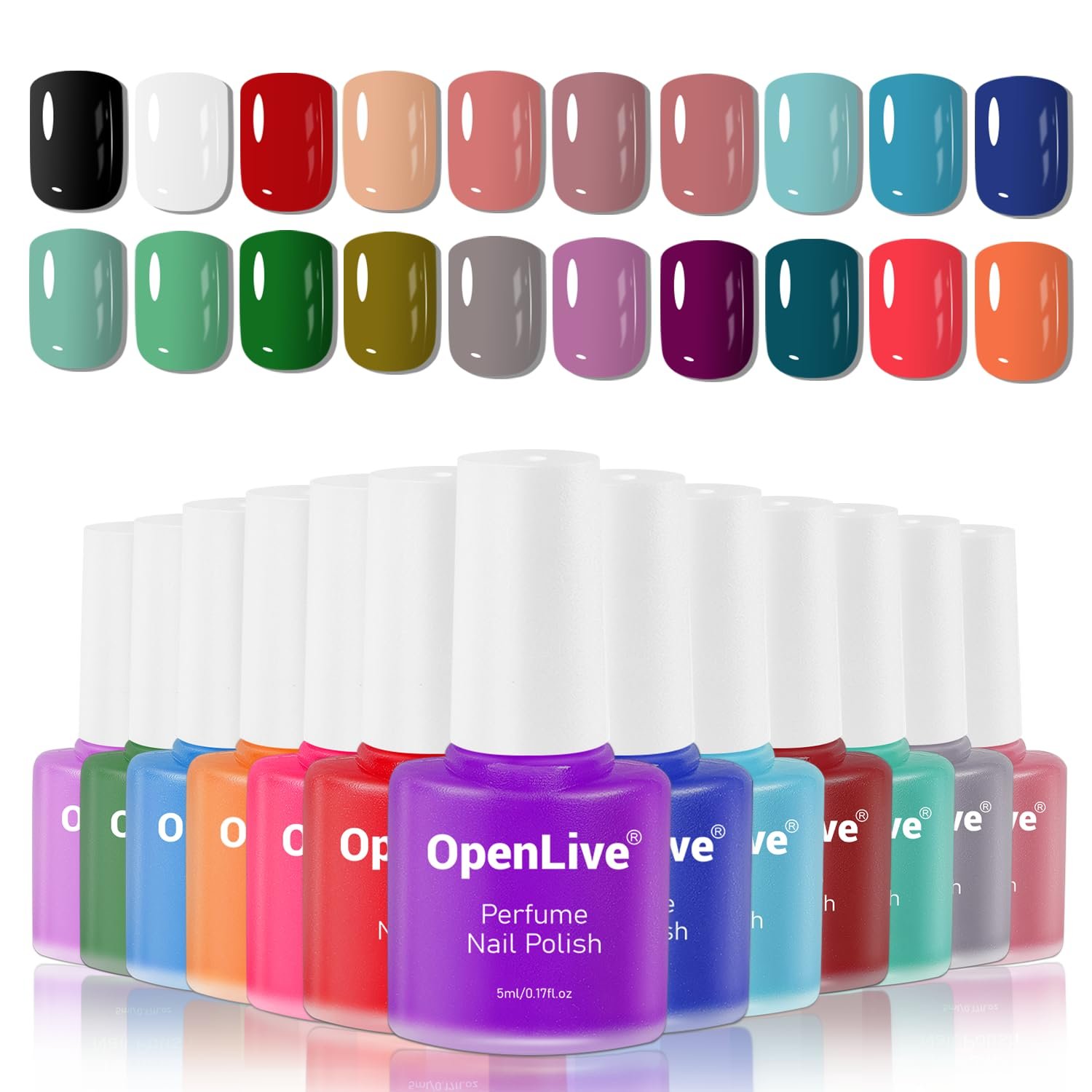 OpenLive 20 Color Perfume Nail Polish Set Red, Pink, Pueple and Green Quick Drying Nail Polish Set for Women Salon DIY Nail Art