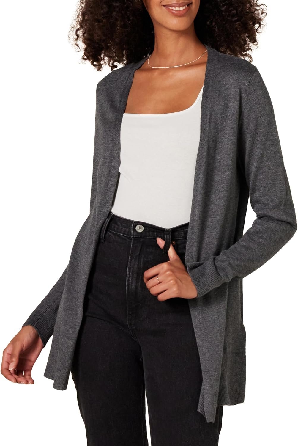 Amazon Essentials Women’s Lightweight Long-Sleeve Open-Front Long Cardigan Sweater, Regular Fit