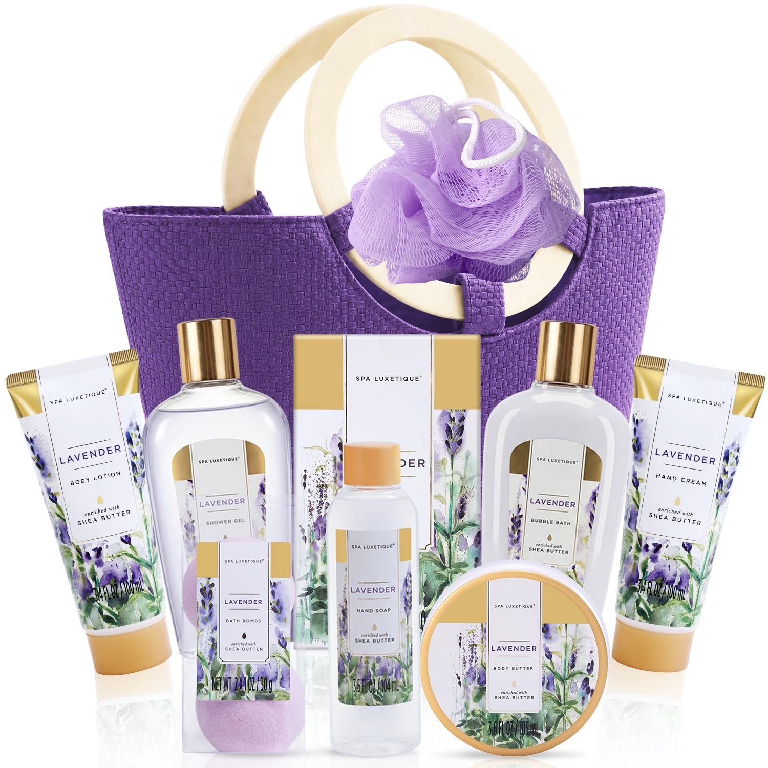 Spa Luxetique Lavender 10pc Gift Baskets Birthday Gifts for Women