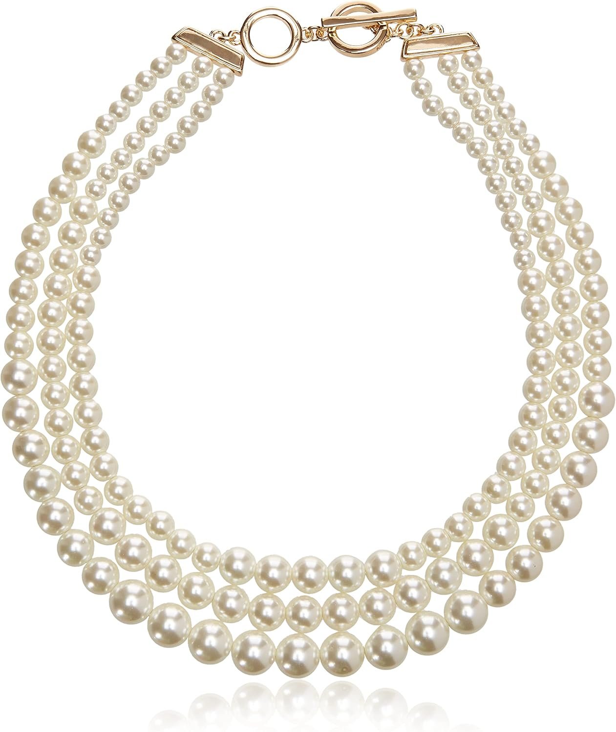 Anne Klein Women’s Pearl Collar Necklace, Statement Fashion Jewelry with Pearl Accents and Adjustable Extender for Everyday and Dress Wear