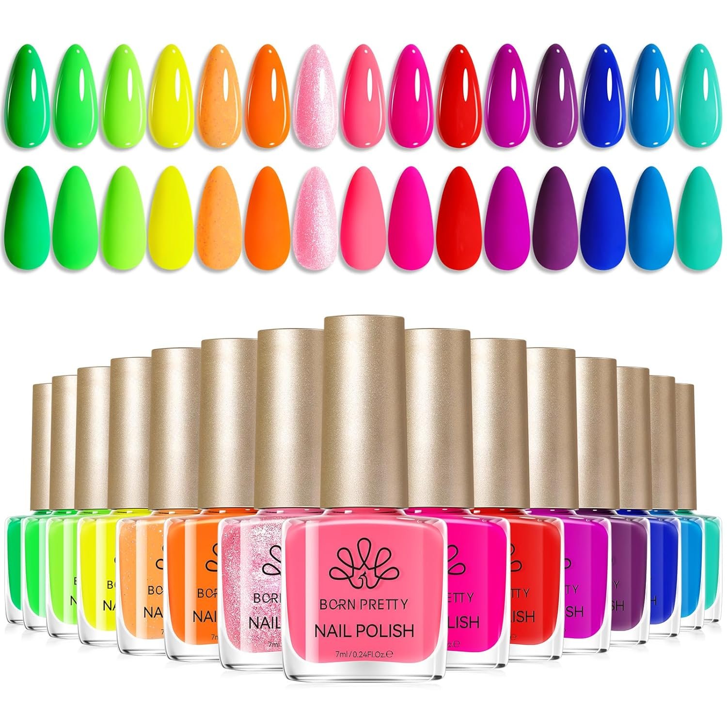 Born Pretty Neon Nail Polish Set 15 Colors Spring Summer Quick Dry
