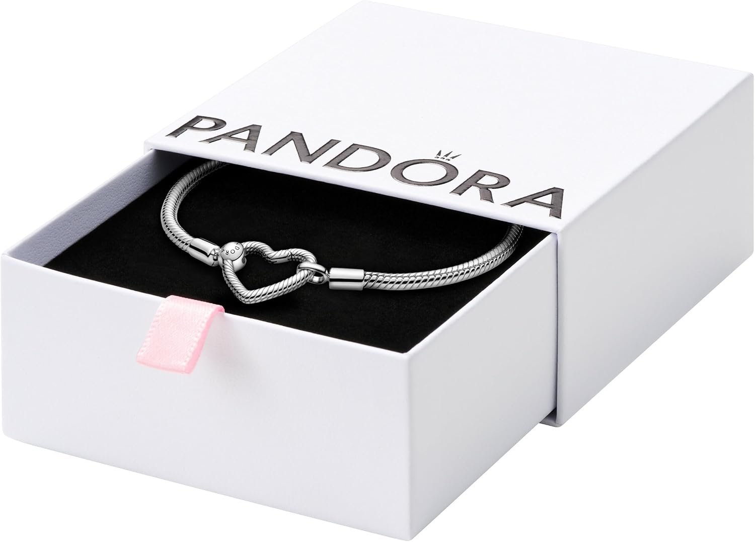 PANDORA Moments Heart Clasp Snake Chain Bracelet