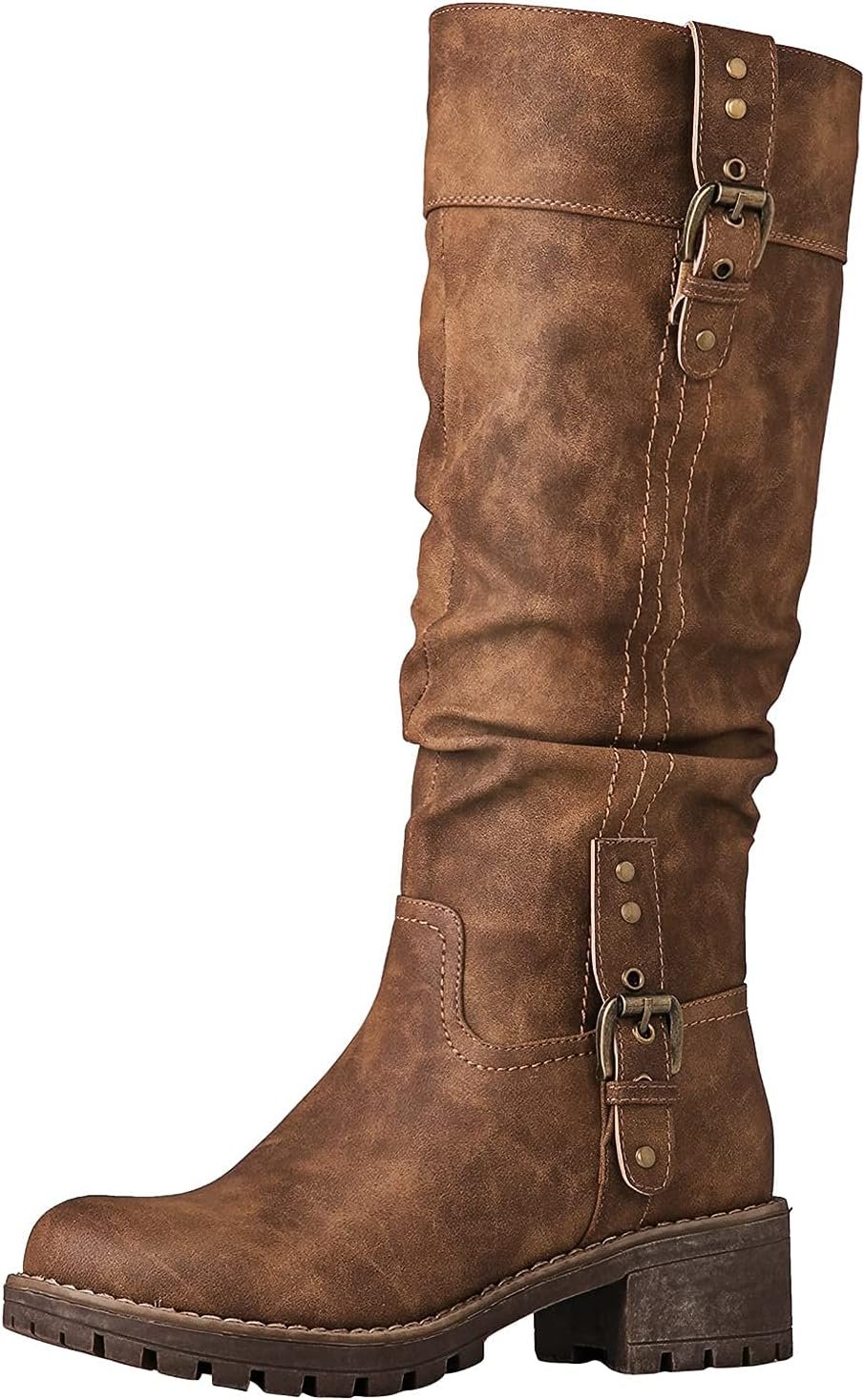 GLOBALWIN Women’s Chunky Low Heels Boots Knee High Boots For Women