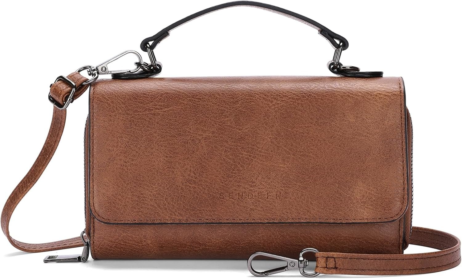 SENDEFN Small Crossbody Bag for Women Cell Phone Purse Shoulder Handbags | Vegan Leather Top-handle Purse with Credit Card Slots Adjustable Detachable Strap for Work Daily Use