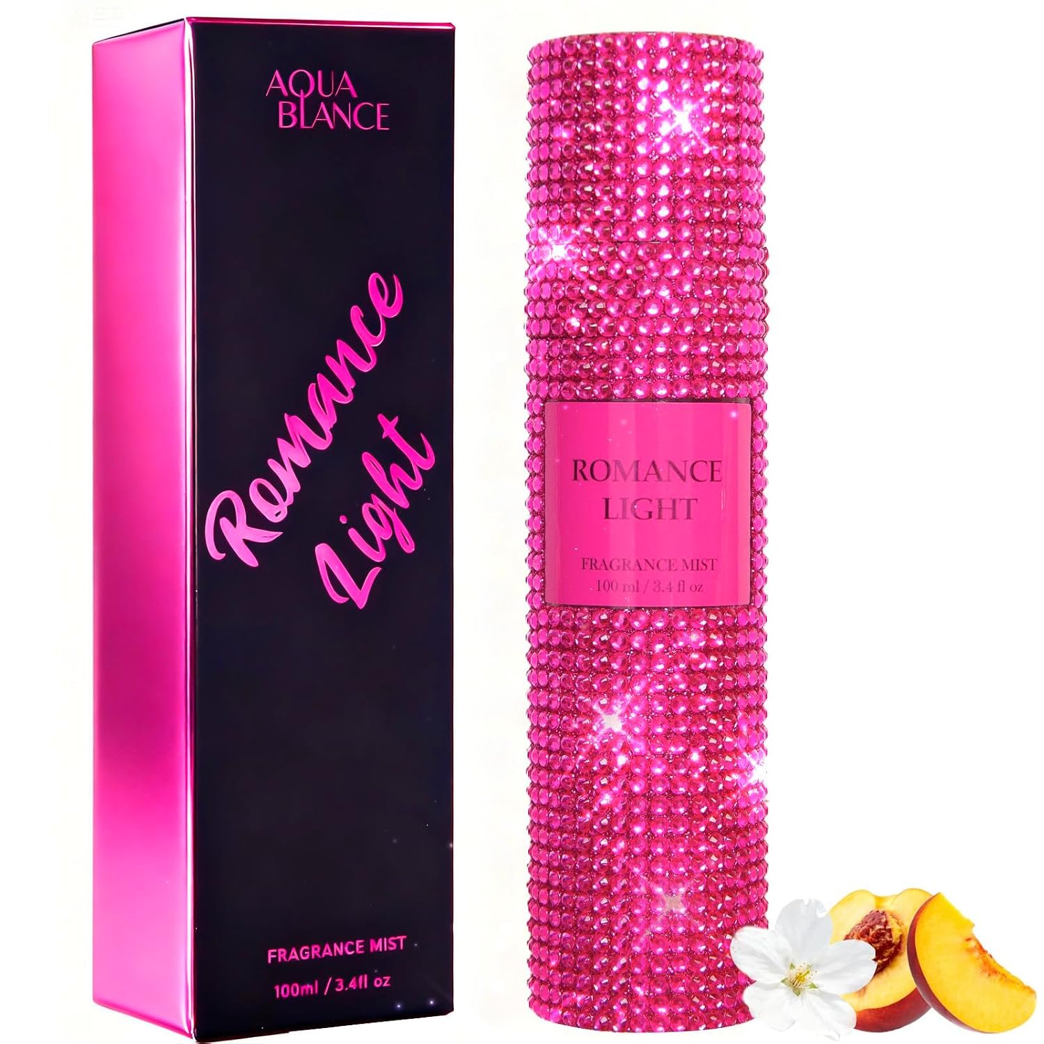 Body Spray for Women, Romance Light, Pink Bling Fragrance Mist, 3.4 fl oz | Sparkling Crystal Rhinestone Embellished Body Mist
