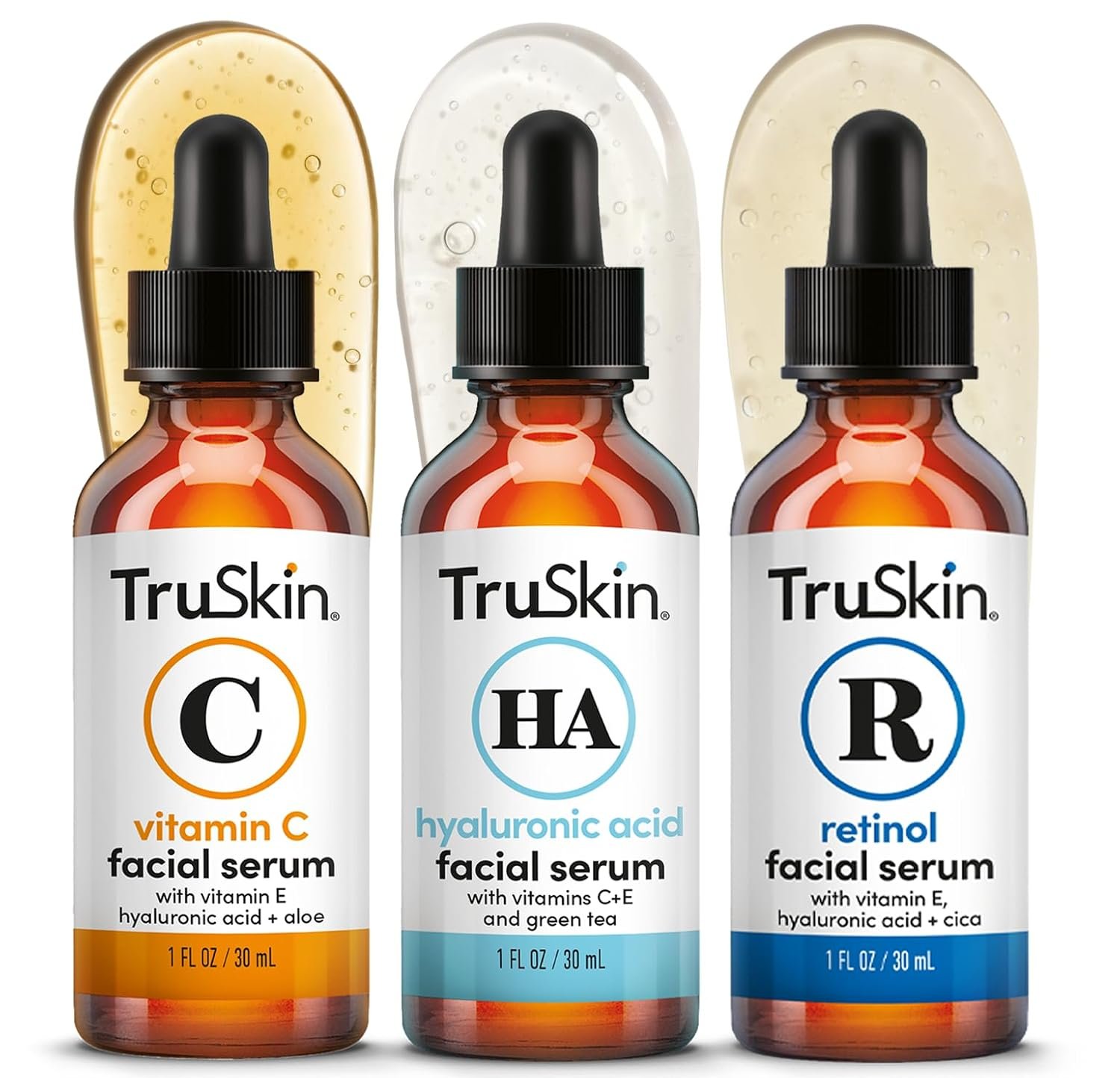 TruSkin Serum Trio with Vitamin C, Retinol & Hyaluronic Acid, 1 fl oz Each