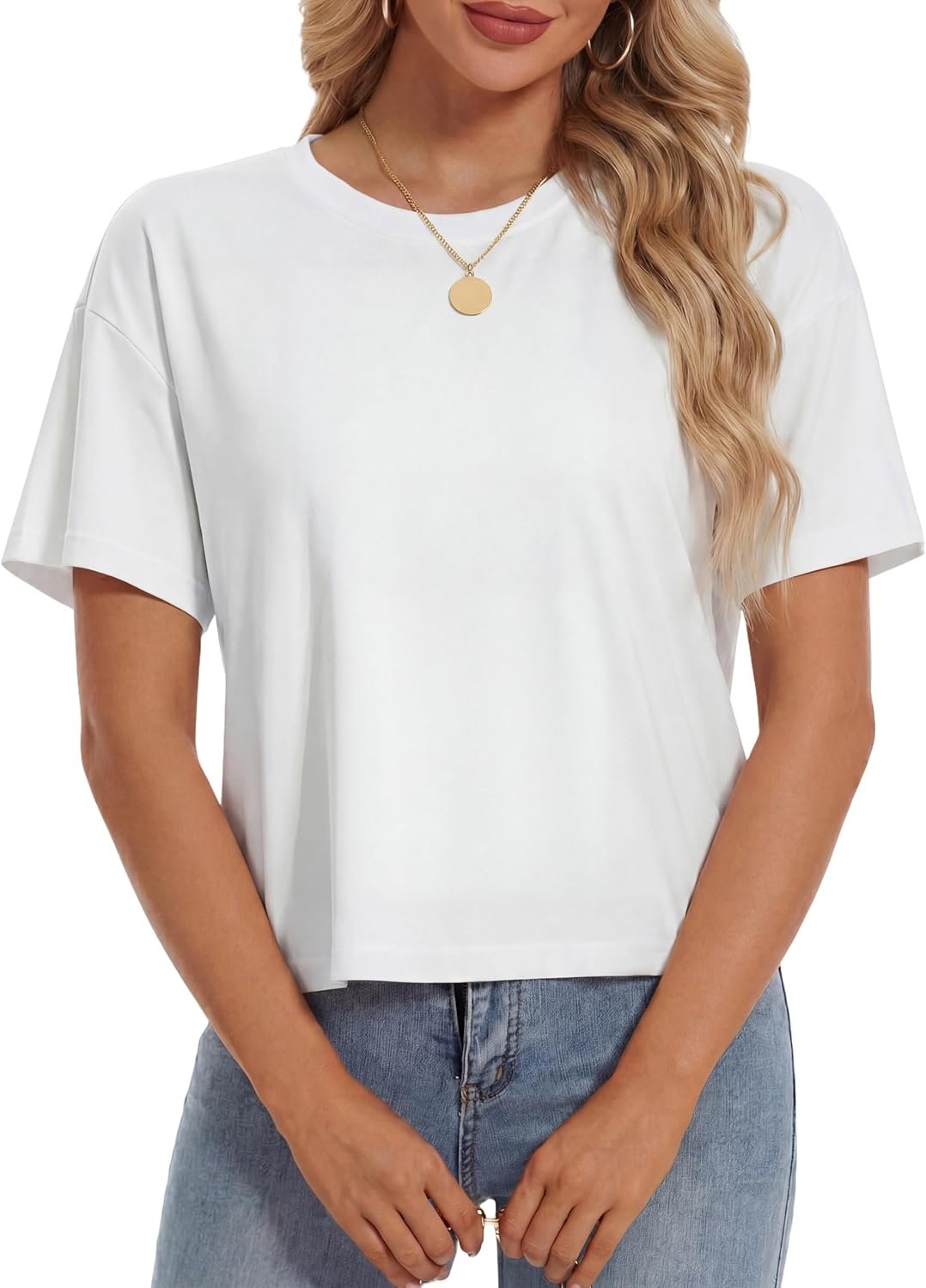 YUCOLEN Women’s Crop Tops Summer Cotton Loose Basic T-Shirts