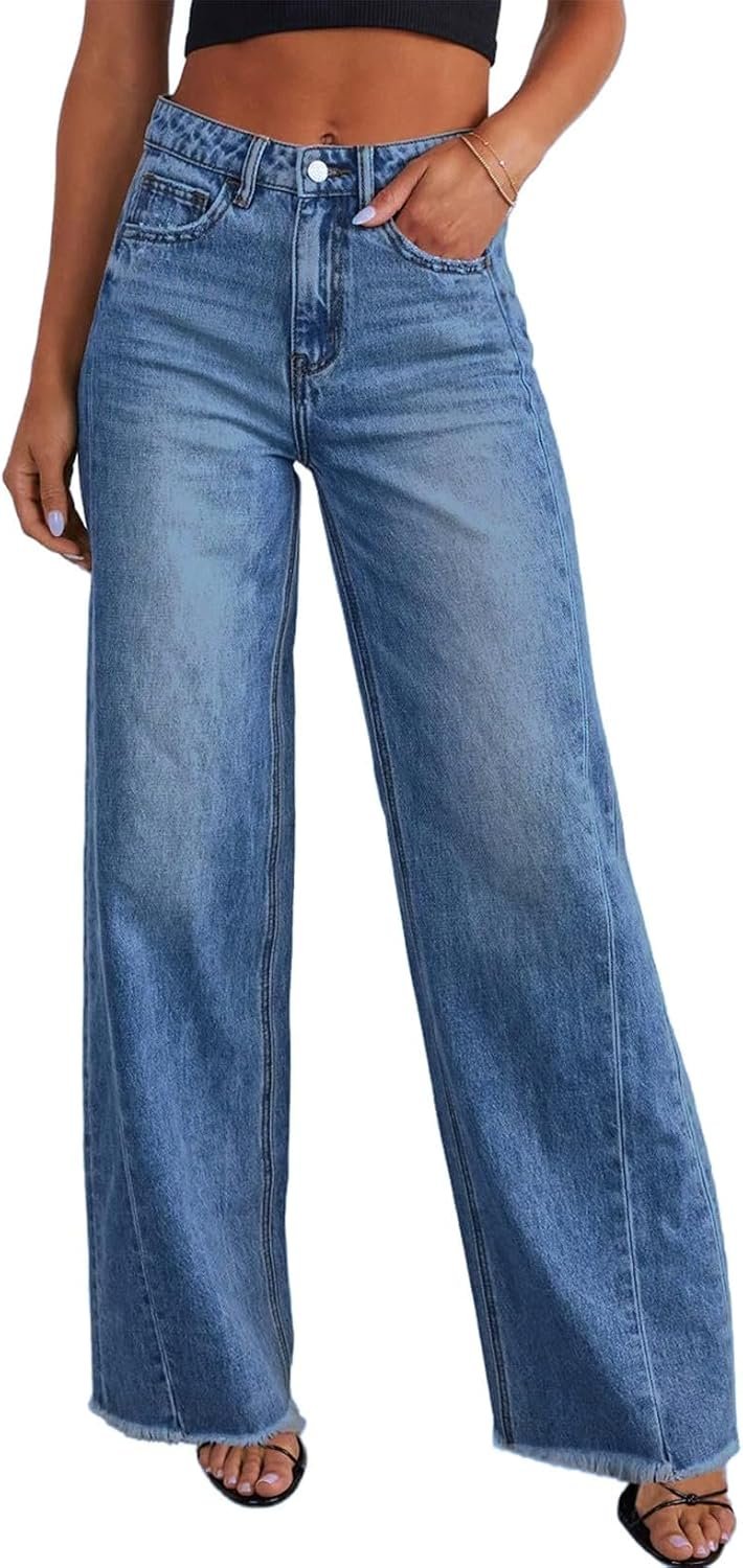 Sidefeel Women’s Wide Leg Jeans High Waisted Stretchy Denim Pants