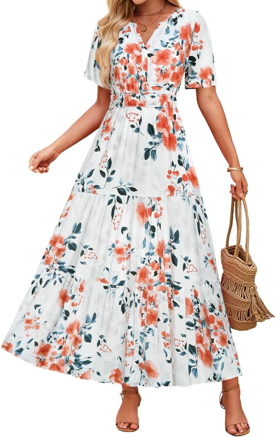 ZESICA Women’s 2026 Summer Floral Boho A Line Maxi Dresses