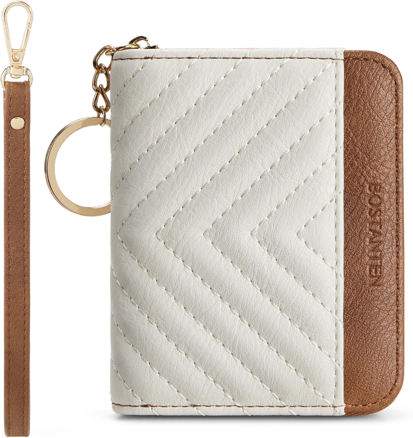 BOSTANTEN Credit Card Holder Small RFID Wallet Women with Keychain Wristlet