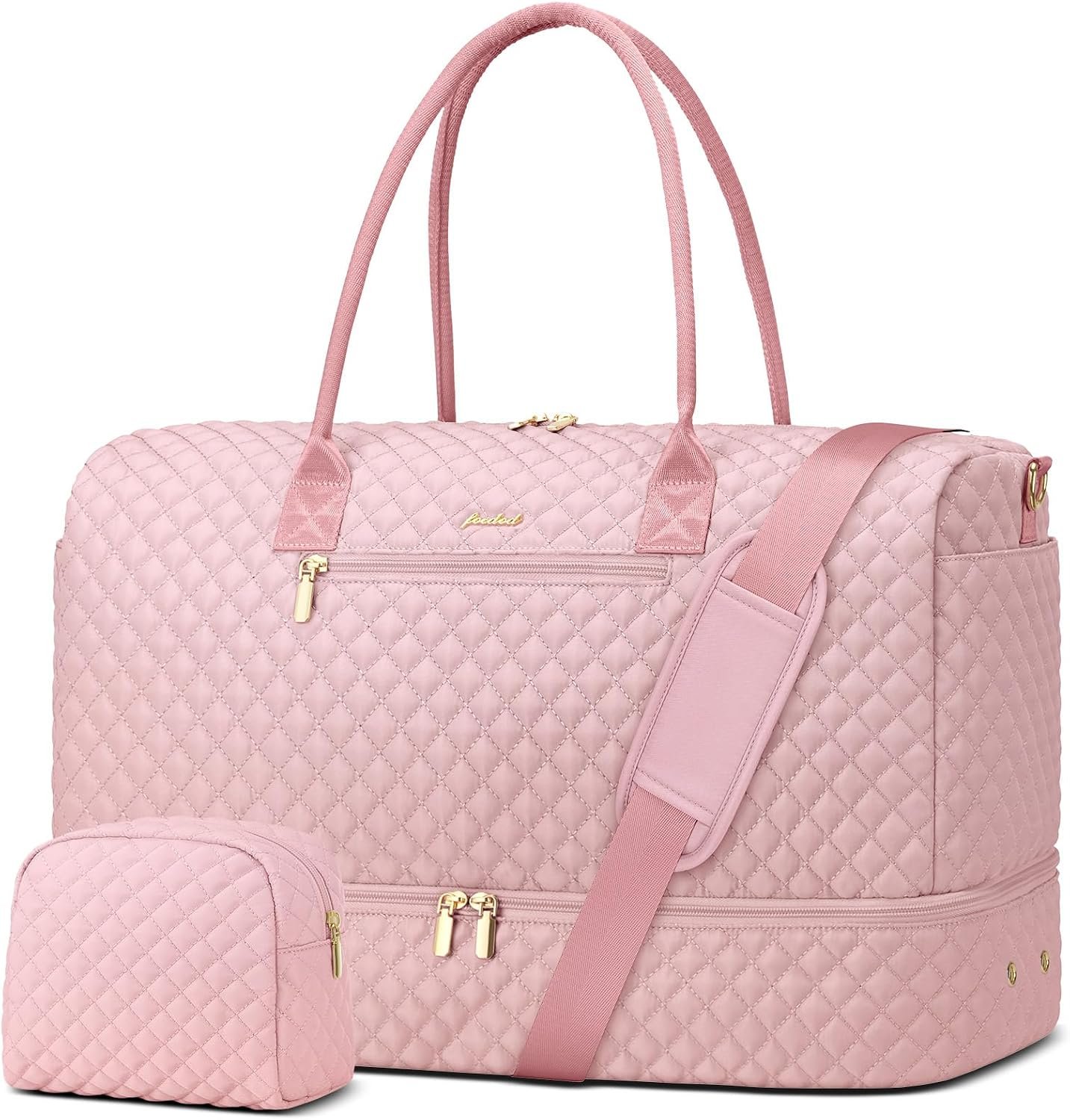 Travel Weekender Bags for Women – Duffle Bag Women with Shoe Compartment Carry On Overnight Bag with Toiletry Bag Duffel Bags with Wet Pocket for Gym Hospital Bags for Labor and Delivery Pink