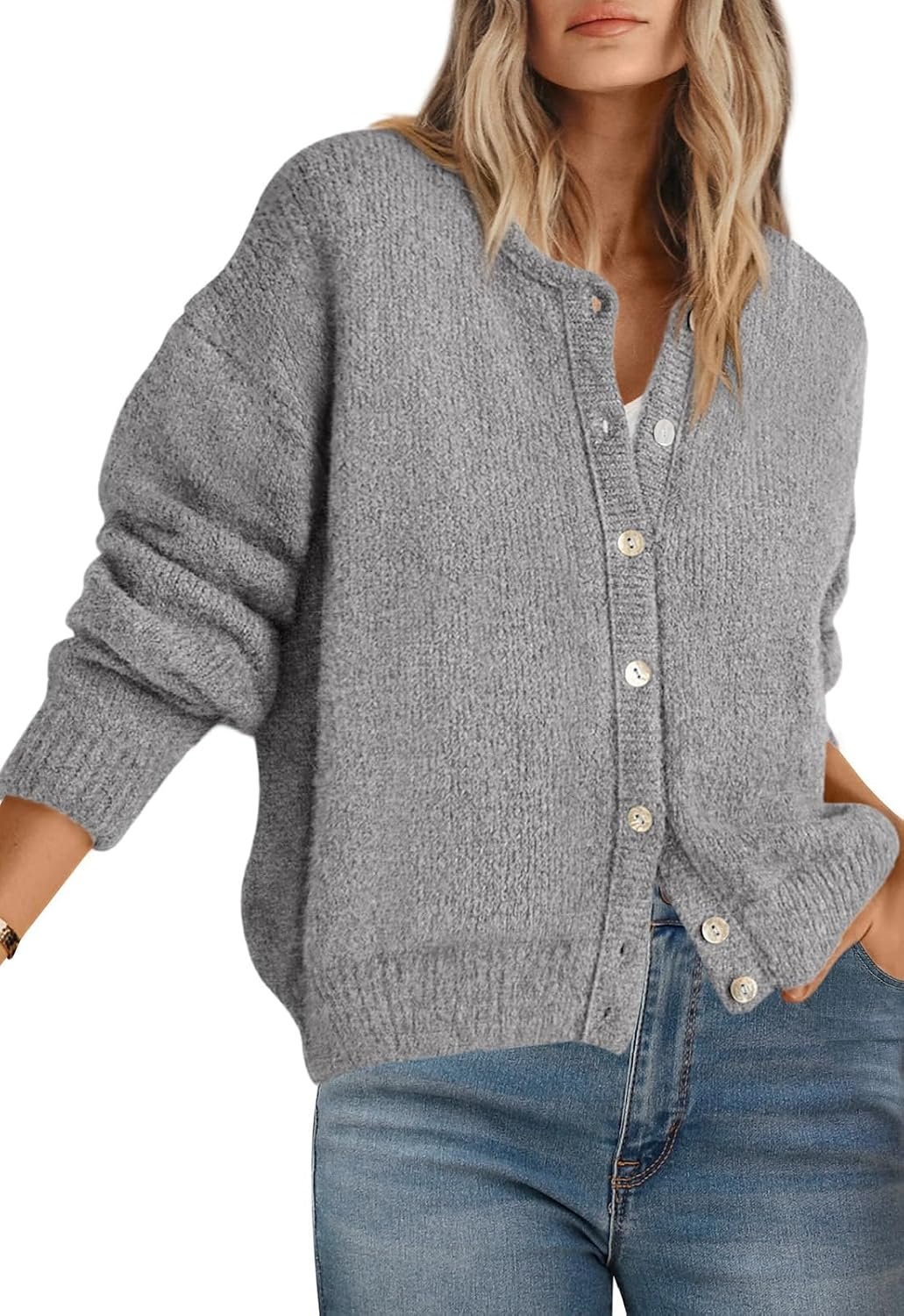PRETTYGARDEN Long Sleeve Crewneck Button Down Womens Sweaters Fall Clothes