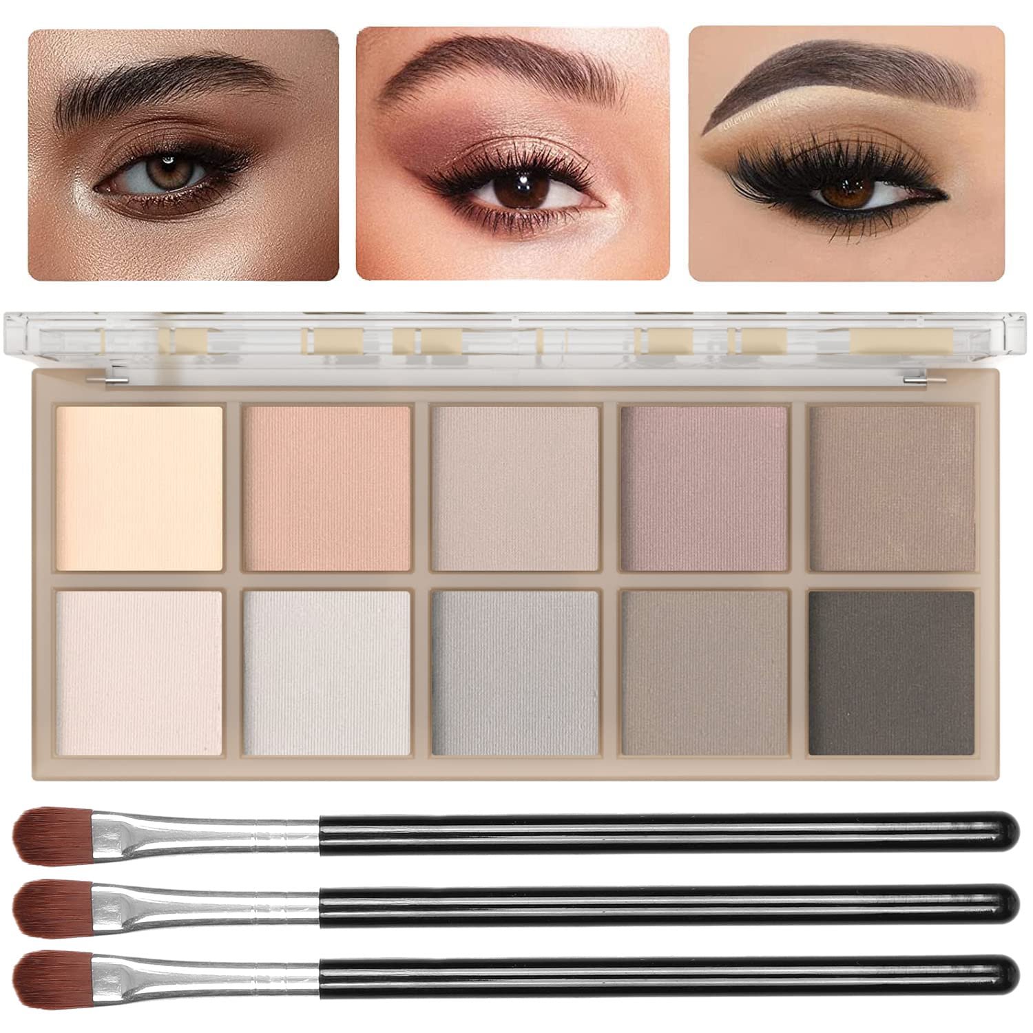 10 Colors Matte Eyeshadow Palette, Gray Taupe Brown Eye Shadow Palettes