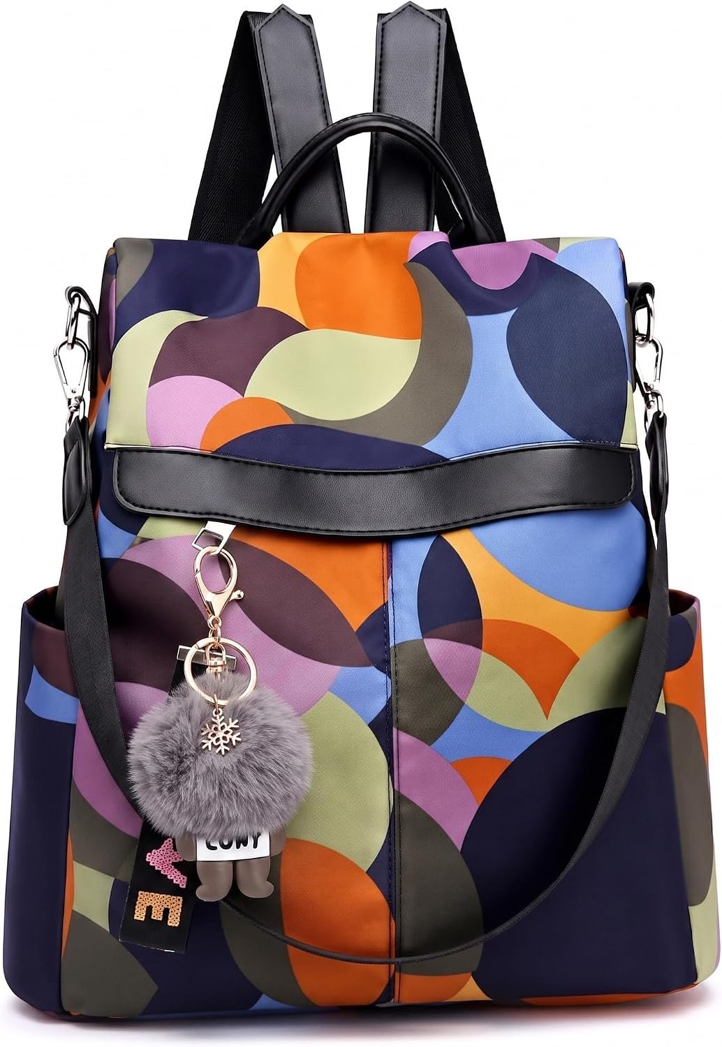 Anti Theft Backpack Purse for Women, Small Water-Resistant Oxford Backpack with Back Zipper Access, Convertible Shoulder Bag for Travel, Work, Shopping & Everyday Use