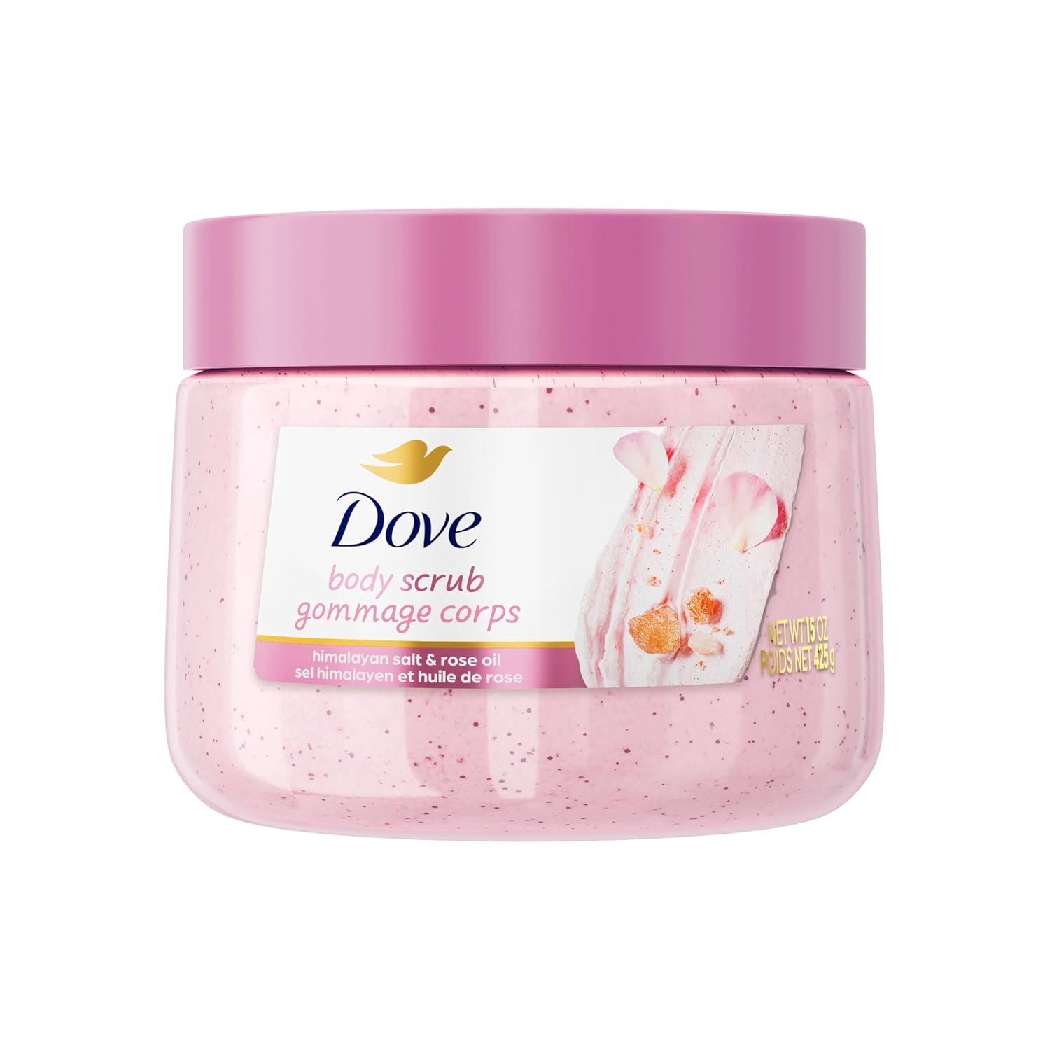 Dove Himalayan Salt & Rose Oil Body Scrub Exfoliates and Deeply 15 oz