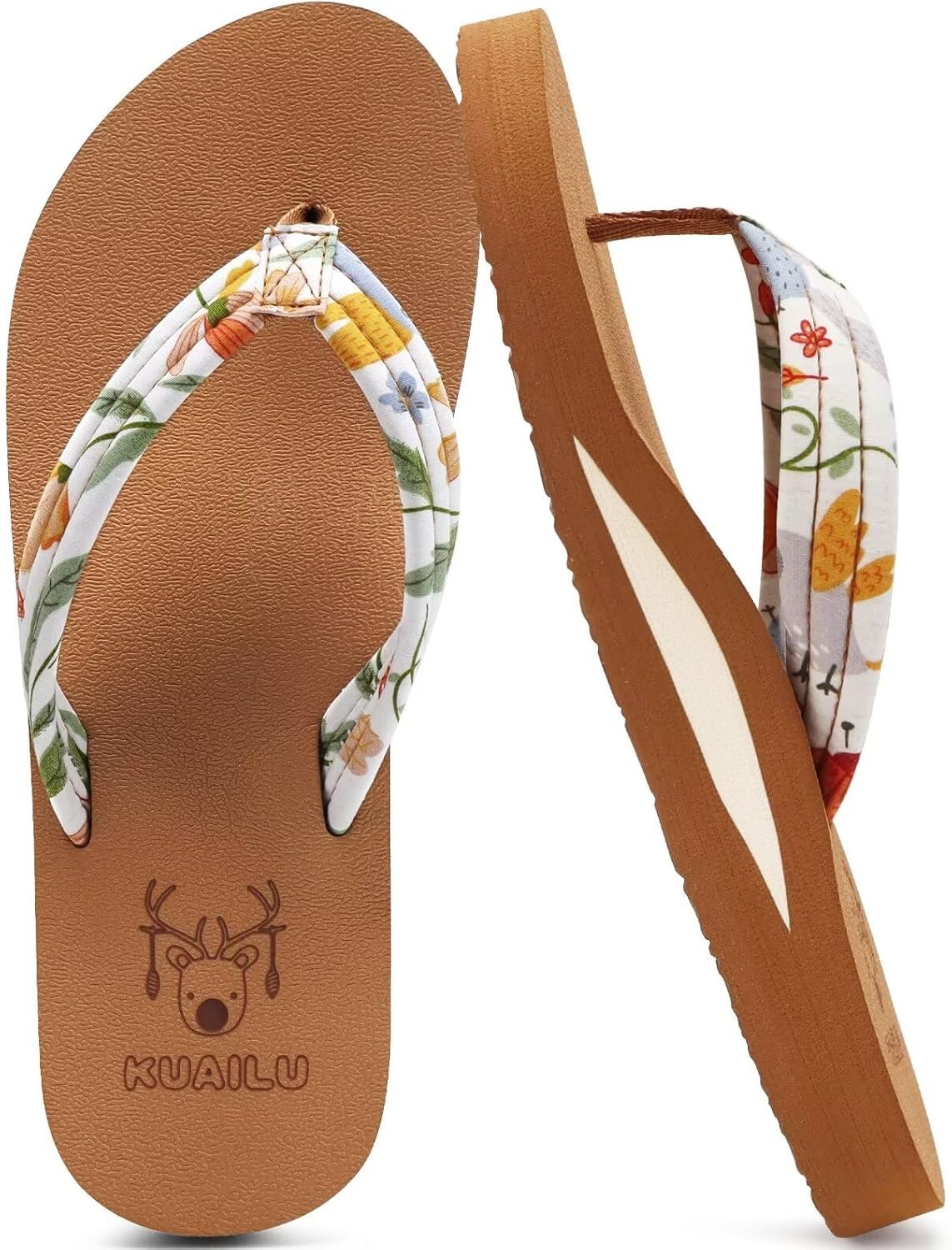 KuaiLu Flip Flops for Women with Arch Support Summer Beach Thong Sandals