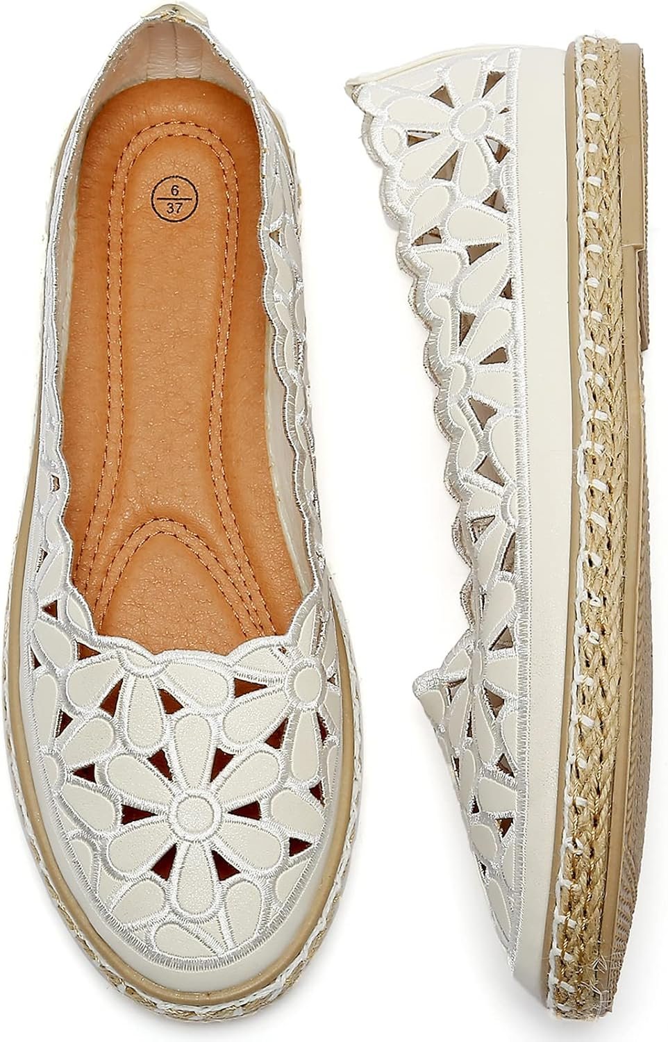 HEAWISH Women’s PU Leather Ballet Flats Espadrille Loafers