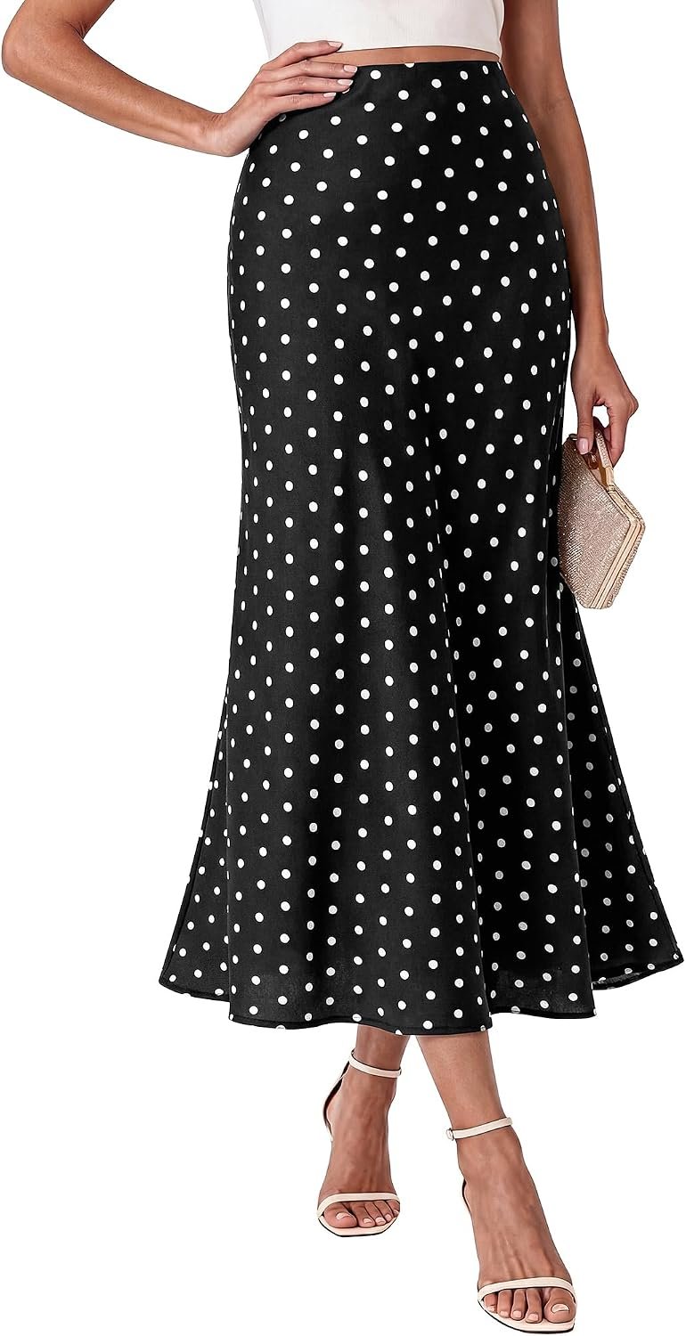 BTFBM Silk Midi Skirts for Women 2026 Summer Fall