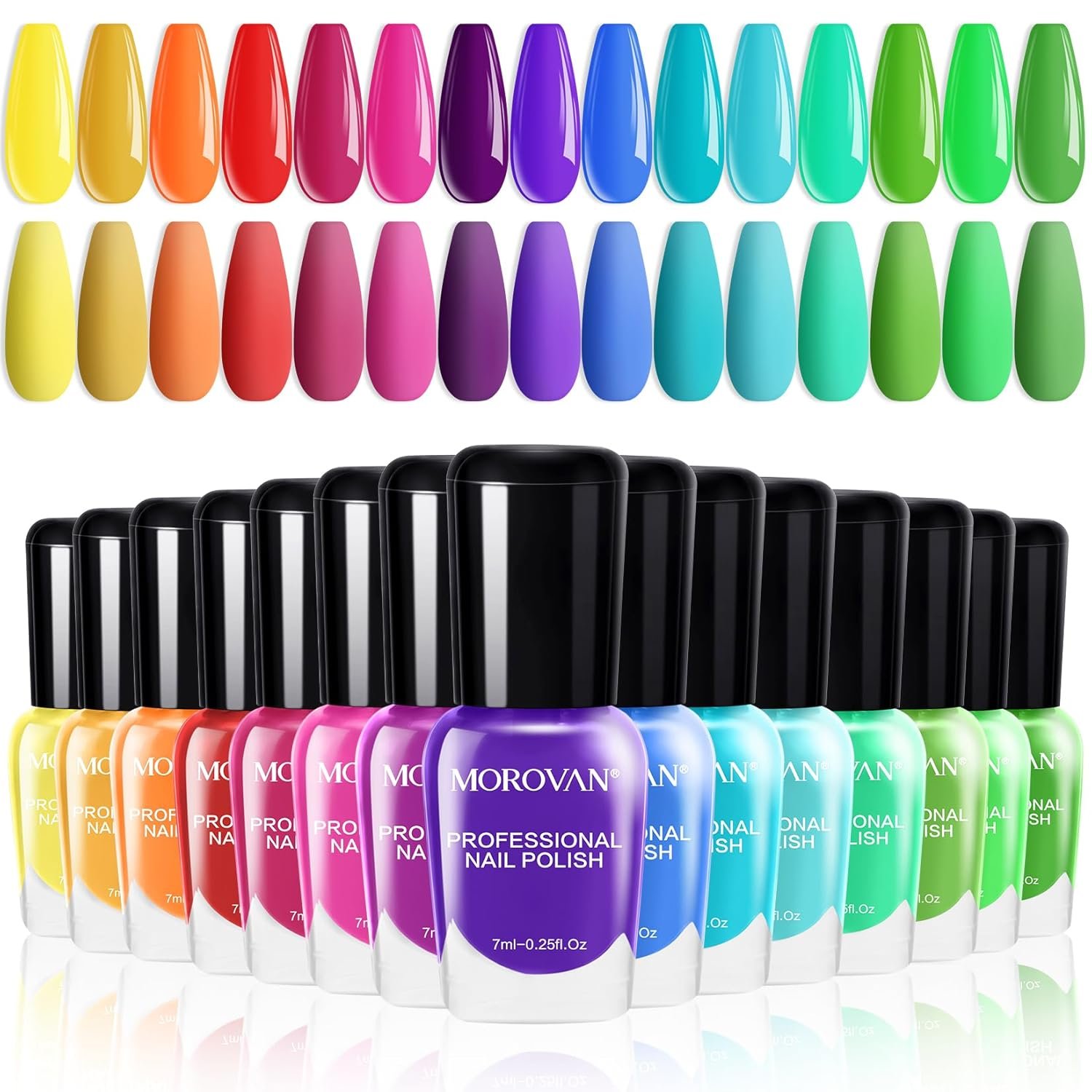 Morovan Bright Nail Polish Set:15 Color Quick Dry Long Lasting Gift Set