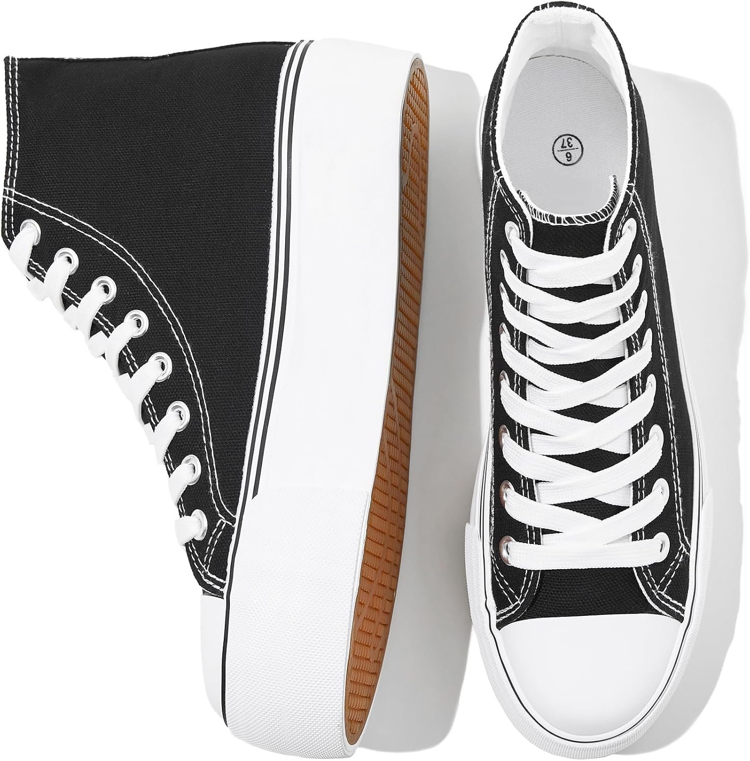 FRACORA Womens White Platform Sneakers High Top Canvas Shoes