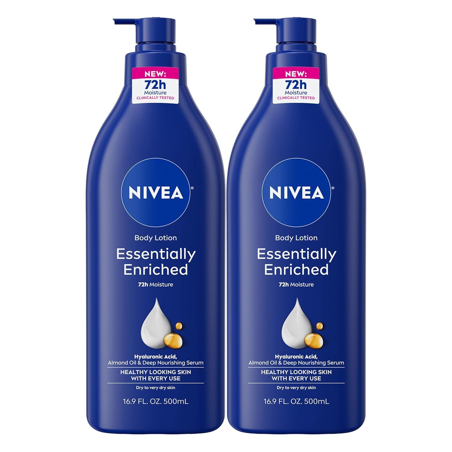 NIVEA Essentially Enriched Body Lotion, Value Pack, 2 x 16.9 FL OZ