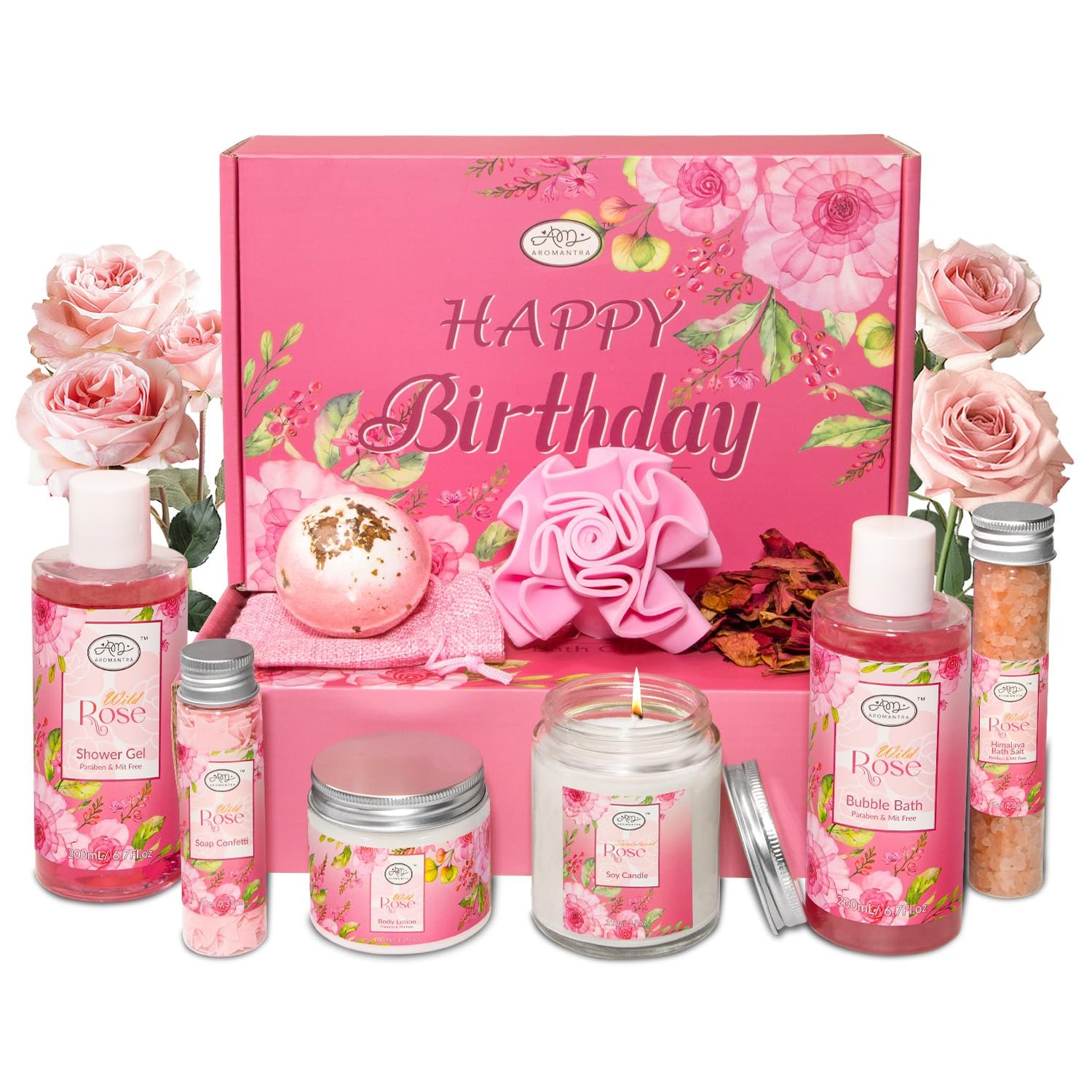 Luxury Spa Gift Set for Women, Whole Body, Bath Set, Bath Gift Set, Rose Scented, 10 Pcs, Self Care, Best Friend, Mom, Sister, Valentine’s Day Gift
